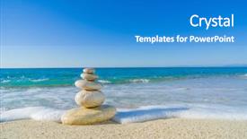  Presentation with stone balance - Colorful PPT theme enhanced with sky on sunny adriatic coast backdrop and a teal colored foreground