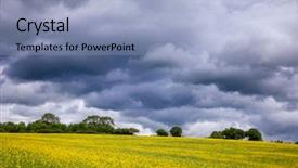  Presentation with stormy sky and dark clouds - Audience pleasing slide set consisting of sky over a blooming rape backdrop and a light blue colored foreground