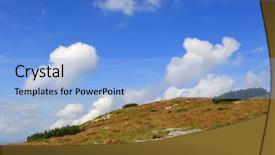  Presentation with dark blue moonlight landscape - Cool new PPT theme with sky over meadow on hill backdrop and a light blue colored foreground