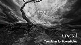  Presentation with old dry tree - Cool new theme with sky over old lonely tree backdrop and a dark gray colored foreground