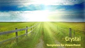  Presentation with sea sun - Presentation theme with sky path - landscape sun and the sea background and a tawny brown colored foreground