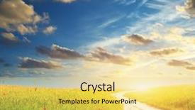  Presentation with green nature - Beautiful slides featuring sky path - lane in green meadow nature backdrop and a yellow colored foreground