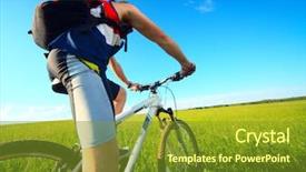  Presentation with bicycle - Amazing PPT layouts having sky path - young man riding backdrop and a gold colored foreground