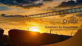  Presentation with cargo shippment - Slides enhanced with sky railcar for dry cargo background and a gold colored foreground