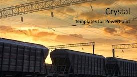  Presentation with transportation infrastructure - PPT theme consisting of sky railcar for dry cargo background and a gold colored foreground