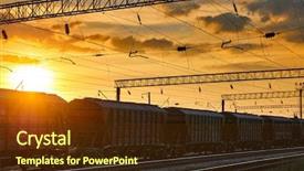  Presentation with transportation infrastructure - PPT theme with sky railcar for dry cargo background and a tawny brown colored foreground