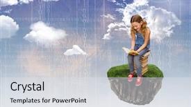  Presentation with digital books - PPT layouts with sky reading books with number background and a light gray colored foreground