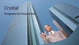  Presentation with abstract business - Colorful PPT theme enhanced with sky scraper - abstract view of black business backdrop and a light blue colored foreground