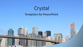  Presentation with brooklyn bridge - Amazing PPT theme having sky scraper - brooklyn bridge and manhattan skyline backdrop and a light blue colored foreground