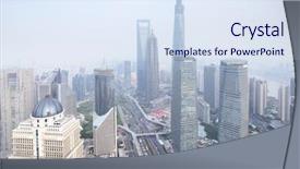  Presentation with usa china business - Presentation enhanced with sky scraper - business district of shanghai china background and a  colored foreground