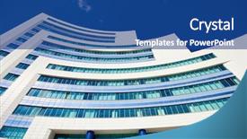  Presentation with corporate labyrinth - Presentation theme featuring sky scraper - corporate building wide view lens background and a ocean colored foreground