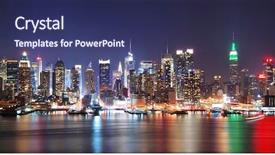  Presentation with new york night - Presentation enhanced with sky scraper - new york city night skyline background and a ocean colored foreground