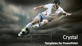  Presentation with football field - Colorful slide deck enhanced with sky sports - football player with ball backdrop and a  colored foreground