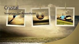  Presentation with football players field - Colorful PPT theme enhanced with sky sports - photocards of football players backdrop and a coral colored foreground