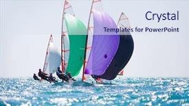  Presentation with sailing - Beautiful PPT theme featuring sky sports - sailing regatta backdrop and a sky blue colored foreground