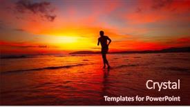  Presentation with training aspire man running - Presentation design featuring sky sports - young man running on wet background and a tawny brown colored foreground