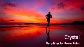  Presentation with sand - Slide deck consisting of sky sports - young men jogging on wet background and a wine colored foreground