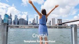  Presentation with free urban - Slide deck consisting of winning mind - happy free woman cheering background and a gray colored foreground