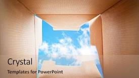  Presentation with thinking outside box - Presentation theme consisting of sky thinking outside the box background and a coral colored foreground