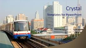  Presentation with bangkok - PPT layouts featuring sky train - bangkok skytrain approaching the downtown background and a lemonade colored foreground