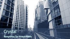  Presentation with malaysia buildings kuala lumpur - PPT layouts with sky train - business office buildings and railroad background and a ocean colored foreground