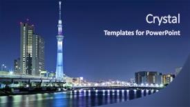  Presentation with tokyo - Presentation design featuring sky tree - tokyo background and a  colored foreground