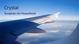  Presentation with aircraft - Presentation design with sky view from aircraft window background and a light blue colored foreground