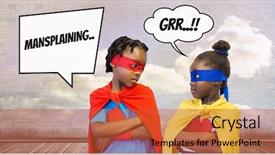  Presentation with superhero - Colorful theme enhanced with sky wall and chat bubble backdrop and a red colored foreground