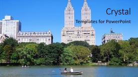  Presentation with new york city - Beautiful presentation featuring sky with boat in lake backdrop and a light blue colored foreground