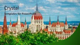  Presentation with hungary - Beautiful PPT theme featuring sky with clouds and green backdrop and a light blue colored foreground