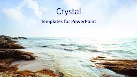  Presentation with beach rocks - Presentation having sky with clouds and rocks background and a sky blue colored foreground