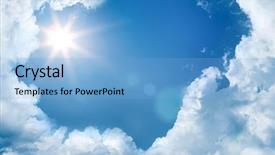  Presentation with sky sun - Slide set enhanced with sky with clouds and sun background and a light blue colored foreground