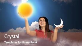  Presentation with sky sun - Presentation theme having sky with clouds holds moon background and a red colored foreground