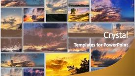 Presentation with fire - Amazing PPT layouts having sky with golden clouds collage backdrop and a coral colored foreground