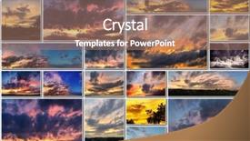  Presentation with golden burst of fire works - PPT layouts with sky with golden clouds collage background and a coral colored foreground