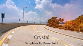  Presentation with highway - PPT theme having sky-with-highway-in-autumn background and a lemonade colored foreground