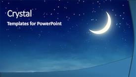  Presentation with star - Colorful slide deck enhanced with sky with moon and star backdrop and a navy blue colored foreground