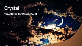  Presentation with night sky moon - Beautiful presentation theme featuring night sky with stars backdrop and a black colored foreground