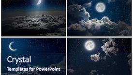  Presentation with night sky moon - PPT theme having sky with stars and moon background and a navy blue colored foreground