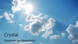  Presentation with sky sun - Theme featuring sky with sun and clouds background and a  colored foreground