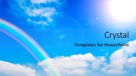  Presentation with sky rainbow - Beautiful PPT theme featuring sky with sun and rain backdrop and a cyan colored foreground
