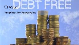  Presentation with debt free - Slides featuring sky with text debt free background and a light blue colored foreground