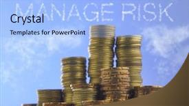  Presentation with piles - Presentation theme having sky with text manage risk background and a light blue colored foreground