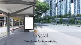  Presentation with bus station - Amazing presentation theme having urban public spaces - bus station billboard blank white backdrop and a light blue colored foreground