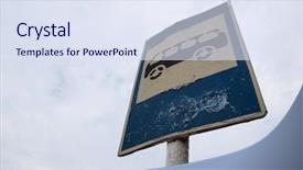  Presentation with bus stop - Slide deck featuring old rusty bus stop sign background and a sky blue colored foreground