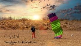  Presentation with parachute - Slides enhanced with skydiver-landing-on-the-ground background and a coral colored foreground