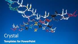  Presentation with hands holding - Cool new slide set with skydivers-holding-hands-in-net backdrop and a teal colored foreground