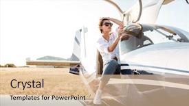  Presentation with plane - Slides enhanced with skydiving - attractive young woman in sunglasses background and a lemonade colored foreground