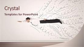  Presentation with flying - Audience pleasing PPT layouts consisting of skydiving - business man flying with hand backdrop and a sky blue colored foreground