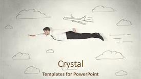  Presentation with cheerful - Slides enhanced with skydiving - cheerful business person flying background and a cream colored foreground